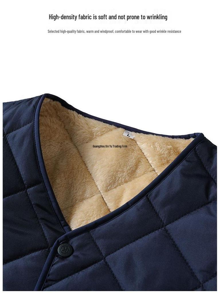 Men's Thickened Velvet-Lined Cotton Jacket for Cold Protection - Winter Warmth, Middle-Aged & Elderly Dad's Style
