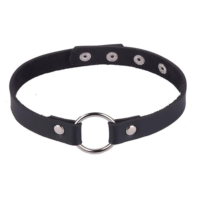 Harajuku Punk Weiches PU-Leder Runder Choker Halskette