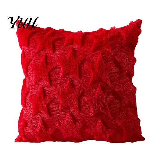 Cozy Sofa Pillow Covers Plush Throw Cover, Heart Embroidery Cushion Case with 3D Bowknot Jacquard, Romantic Room Decor Soft Fluffy Decorative