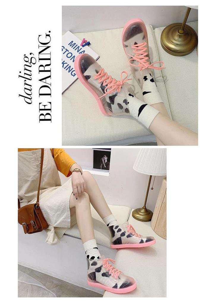 Women's Fashionable Non-Slip Jelly Rain Boots – Comfortable Outdoor Waterproof Shoes with Soft Soles