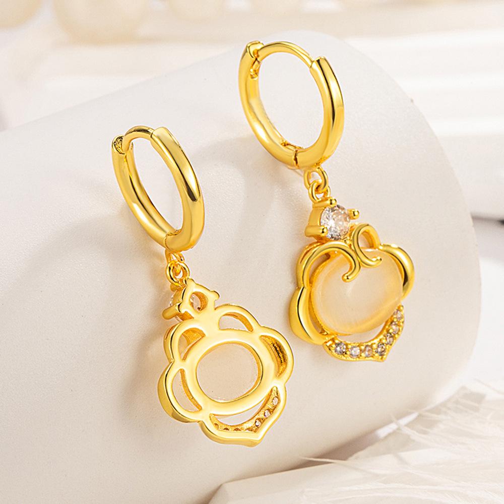 Ruyi Ping An Lock Cat's Eye Stone Jewelry Set: Elegant, Versatile, Light Luxury Design