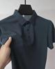 Men's Luxury Solid Color Jacquard Polo Shirt - Short-Sleeved, Light Business Casual, European Ice Silk.