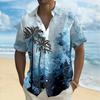Herren Kokospalme Tropische Pflanzen Sommer Hawaiianisches Hemd Hemd mit Knöpfen Aloha-Hemd Kurzarm