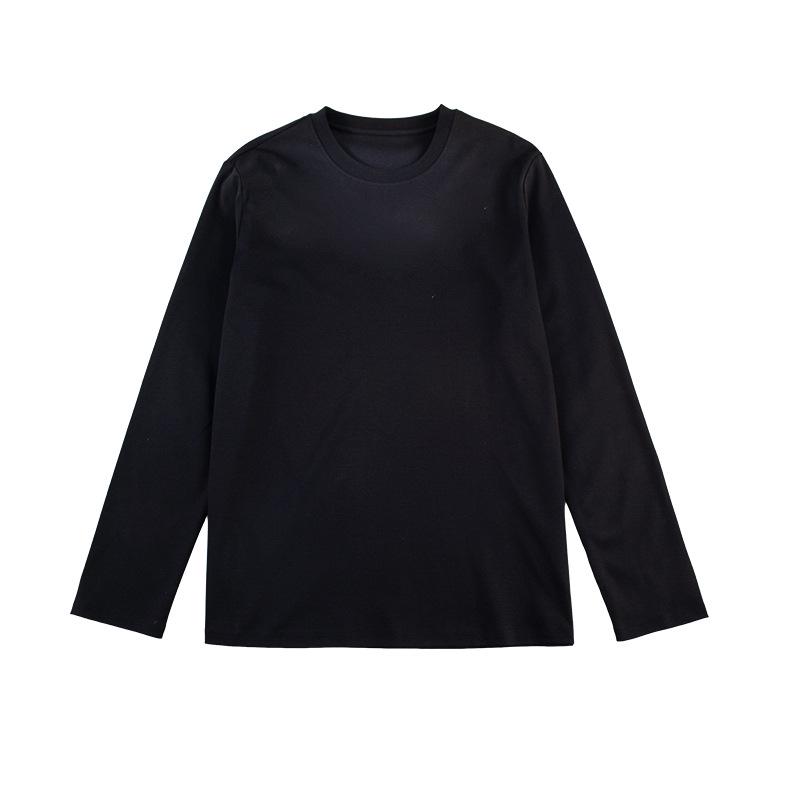 2026 Spring Women's Slimming Loose-Fit Solid Color Long Sleeve Round Neck T-Shirt