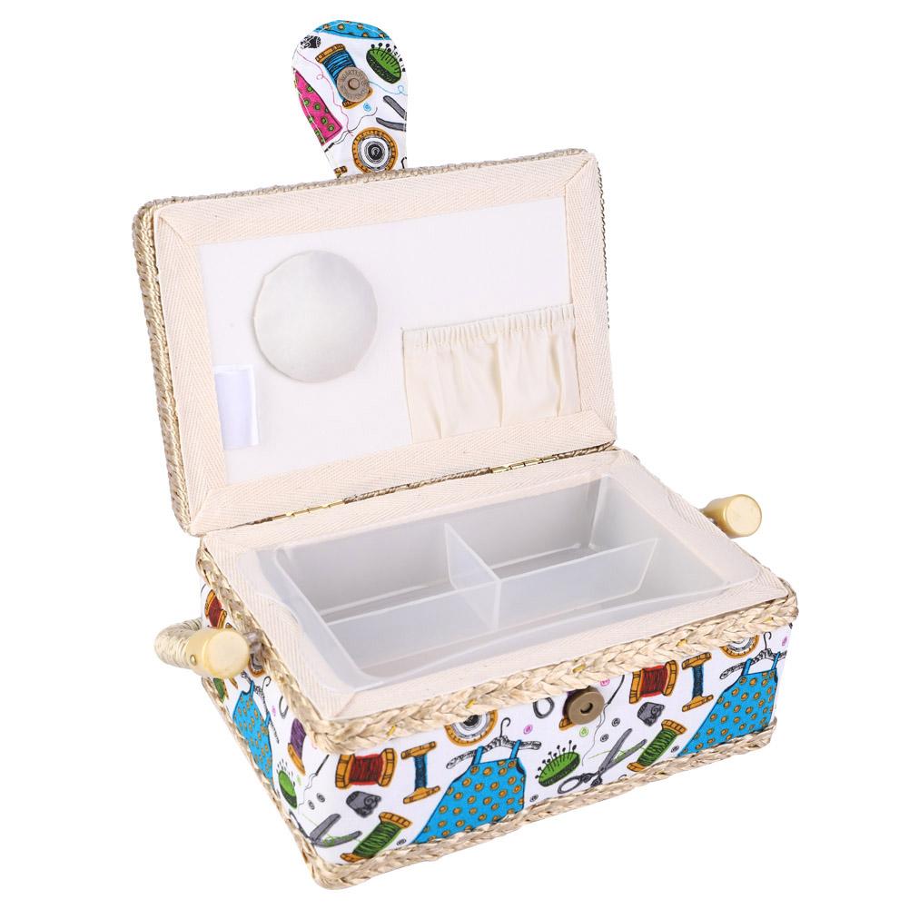 Household Fabric Craft Handmade Sewing Basket Thread Needle Storage Box Organizer