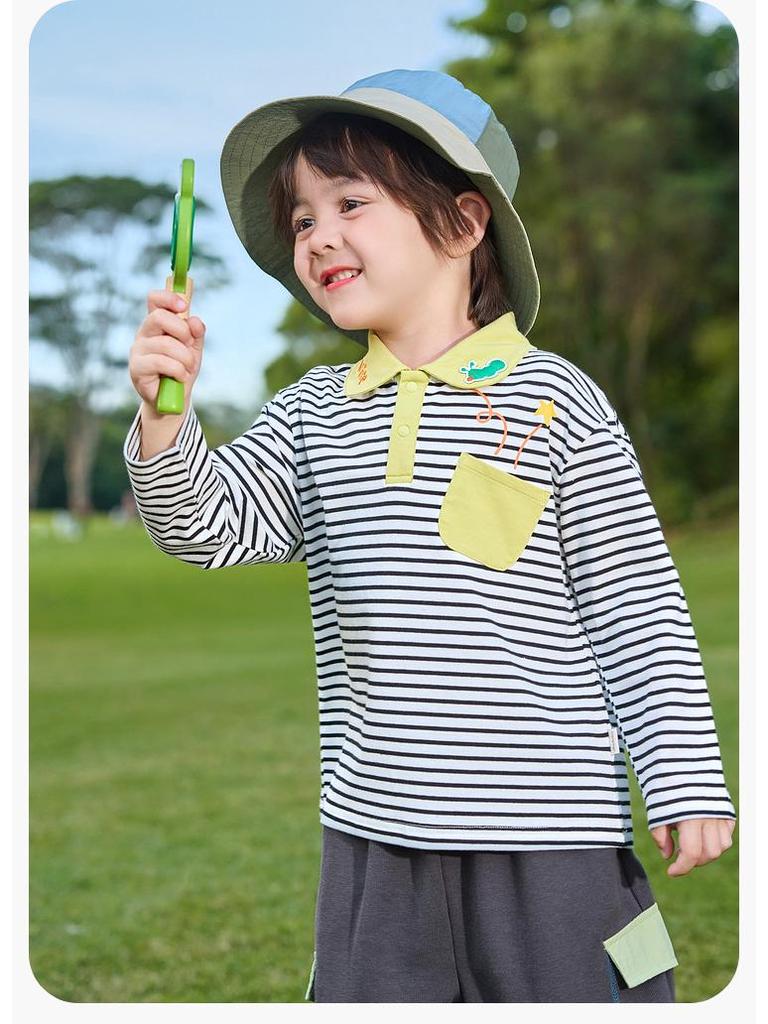 Dudu House Kids' Cotton Polo Shirt: 2026 Long-Sleeve T-Shirt for Boys & Girls