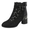 Mode 2024 Mode Strass Sandale Schwarz Dicken Niedrigen Absätzen Mesh Herbst Frühling Sommer Stiefeletten Weibliche Hohl frauen Schuhe