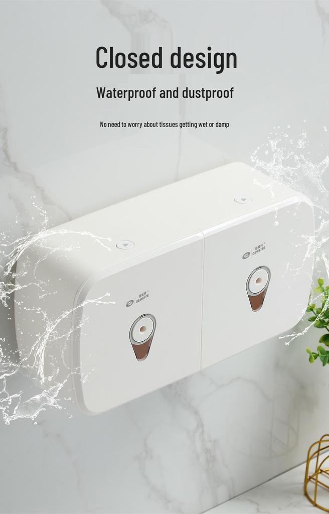 Punch-Free Wall-Mounted Waterproof Double Roll Toilet Tissue Holder