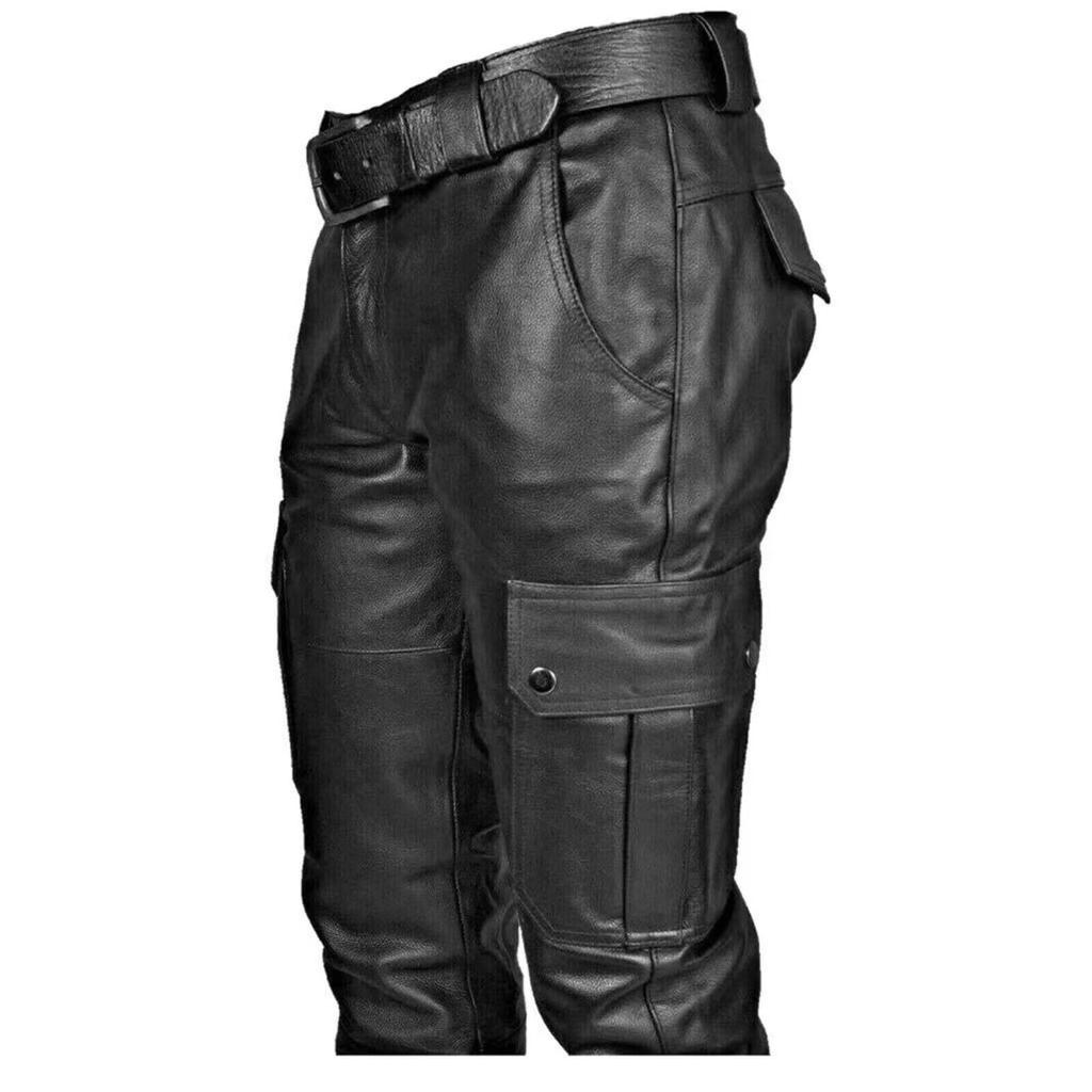 JKQYYSG Erkek Deri Pantolon, Erkek, Motosiklet, Uzun Boy, Biker Pantolon, Sahte, Büyük Beden, Bahar,