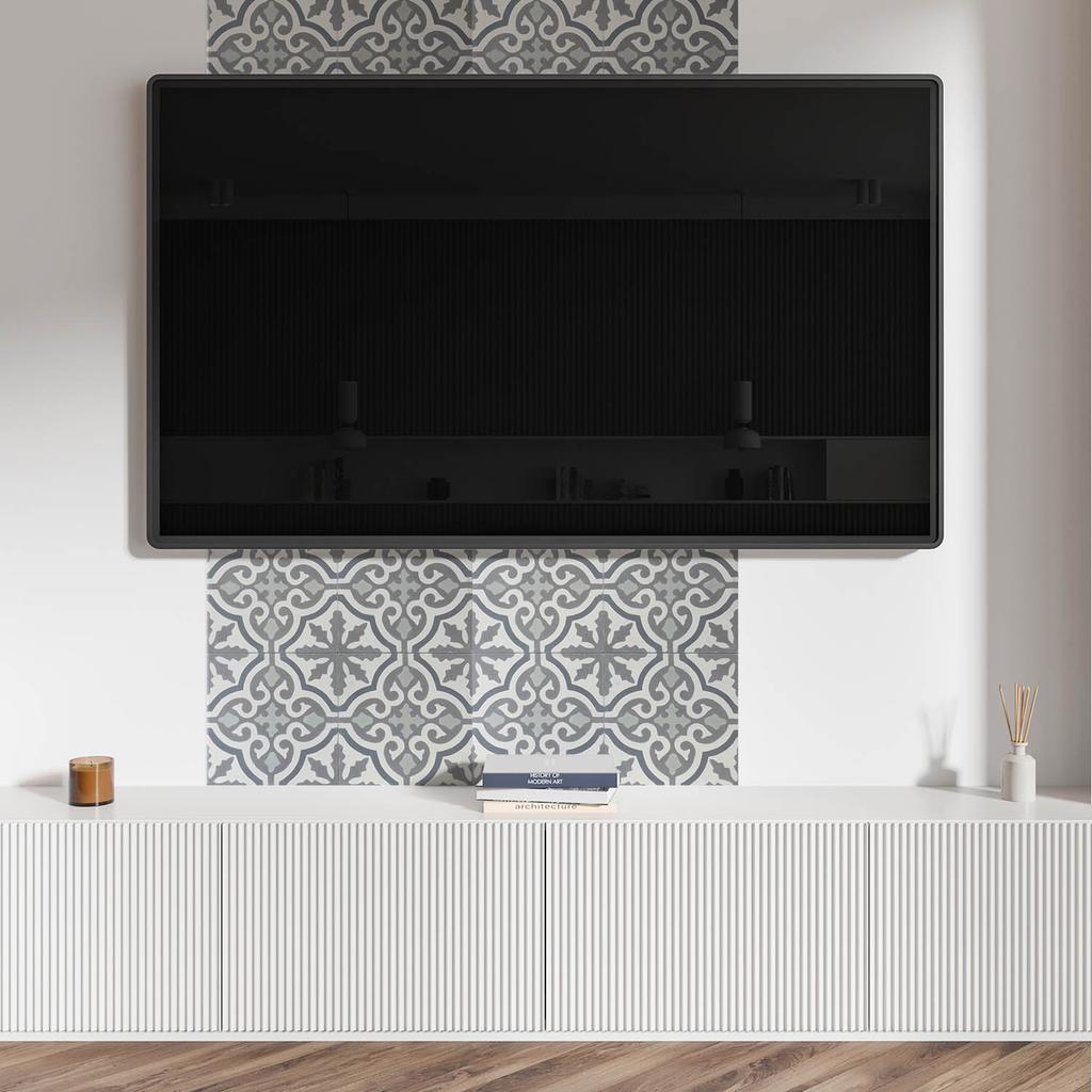 Self-Adhesive Vinyl Tiles with Print Mosaic Pattern with Ornaments 4X50X50 Cm