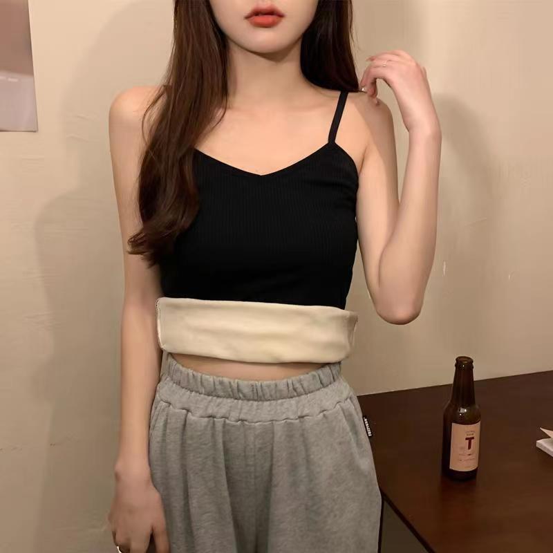 Dam Enfärgad Randig Vacker Rygg Camisole Väst Integrerad Bröstvadd Koreansk Stil Het Tjej Baslager Topp