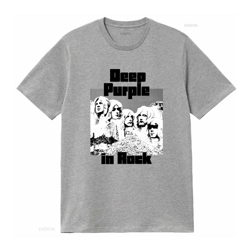 Vintage Retro Tiefes Lila Rockband Monochromer Druck Lässiges T-Shirt Vintage Leicht Atmungsaktiv Homme Bequem Weich