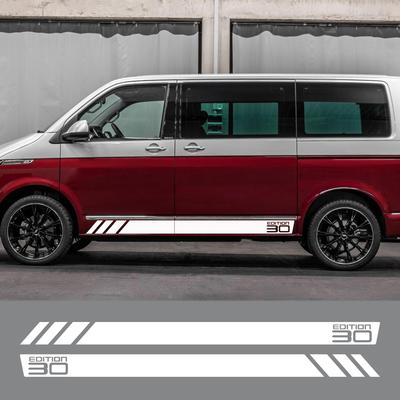 2PCS Car Door Side Stickers For Volkswagen VW Multivan Transporter T4 T5 BUS California T6 30 Edition Accessories Vinyl Decals