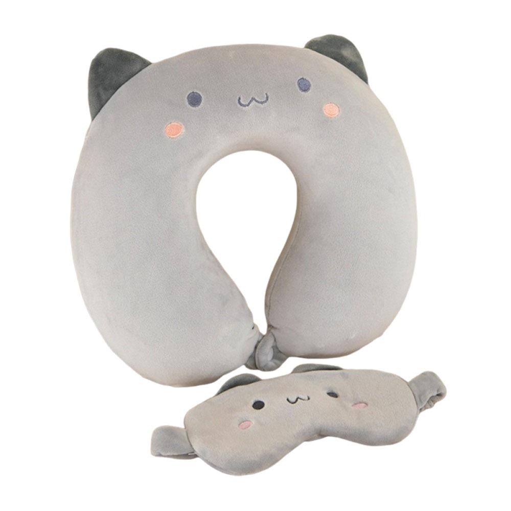 Support Travel Neck Cushion Portable Eye Mask Cute Neck Support Pillow  Office Nap