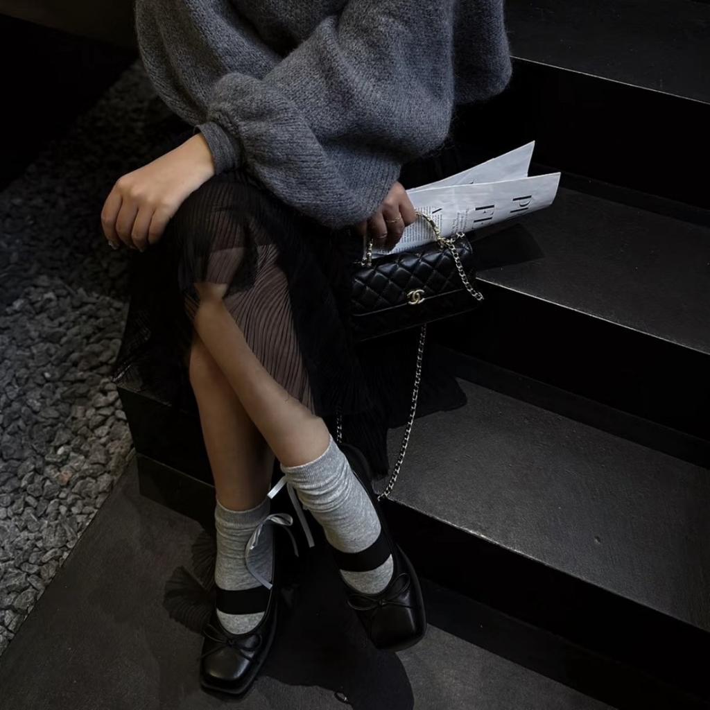 Mode 2025 Quadratische Zehenpartie Retro-Mode Ballett Einzelne Schuhe für Damen Retro Flach Schleife Frühling und Herbst Mary Jane Damenschuhe