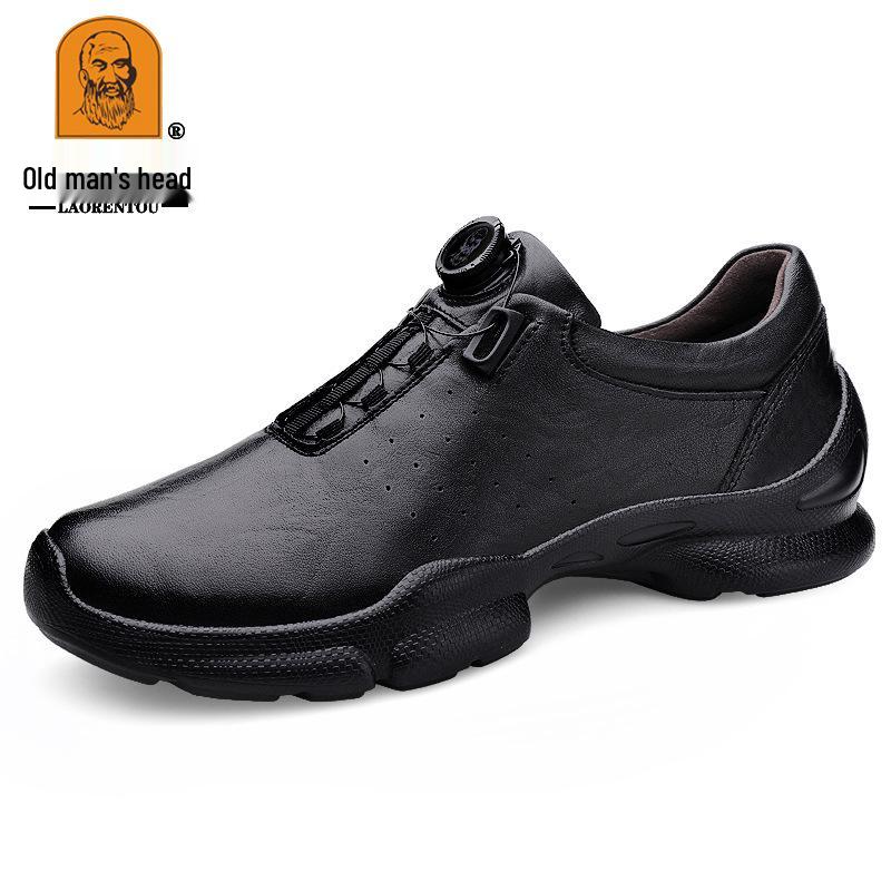 Men s Summer Breathable Cowhide Loafers: Fashionable Lace-up Casual Shoes 41