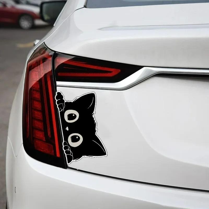 Peeking Black Cat Car Sticker Cute Vinyl Decal for Scratch Camouflage & Window Decoration Funny Waterproof Cat Lover Accessory