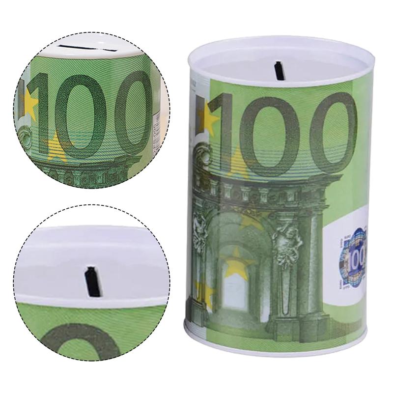 Square Piggy Bank Logbook Series Tin Plate Box Money Saving Pot Coin Box Gift Home Decoration Money Box Savings Coin Banknote