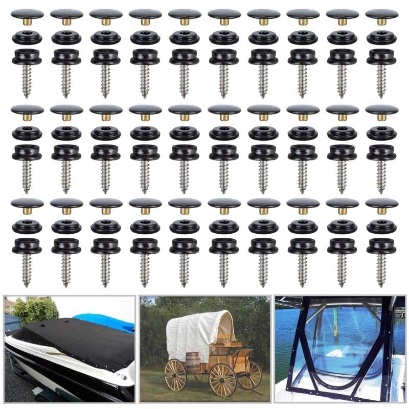 30 Sets Screw Snap Fastener, 15mm Screw Press Studs Canvas Snaps Stainless Fastener Screw Snaps Marine Press Studs Kits