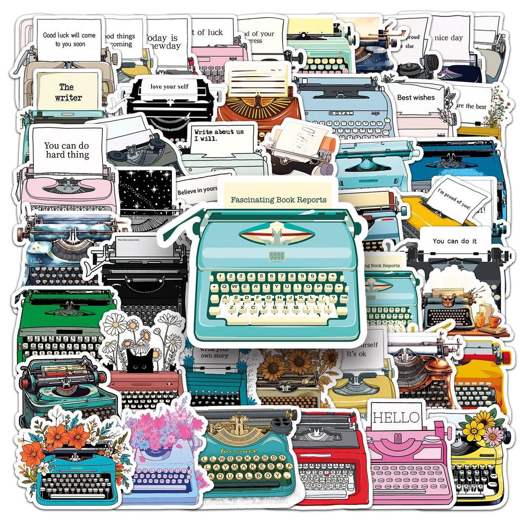 50 Retro Typewriter Graffiti Stickers Personalized Creative Trends DIY Water Cup Luggage Decorative Stickers