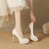 -3 Sexy Waterproof Table High Heels Women Are Not Tired of Foot Temperament Round Head Thin Heel Super High Heels 1