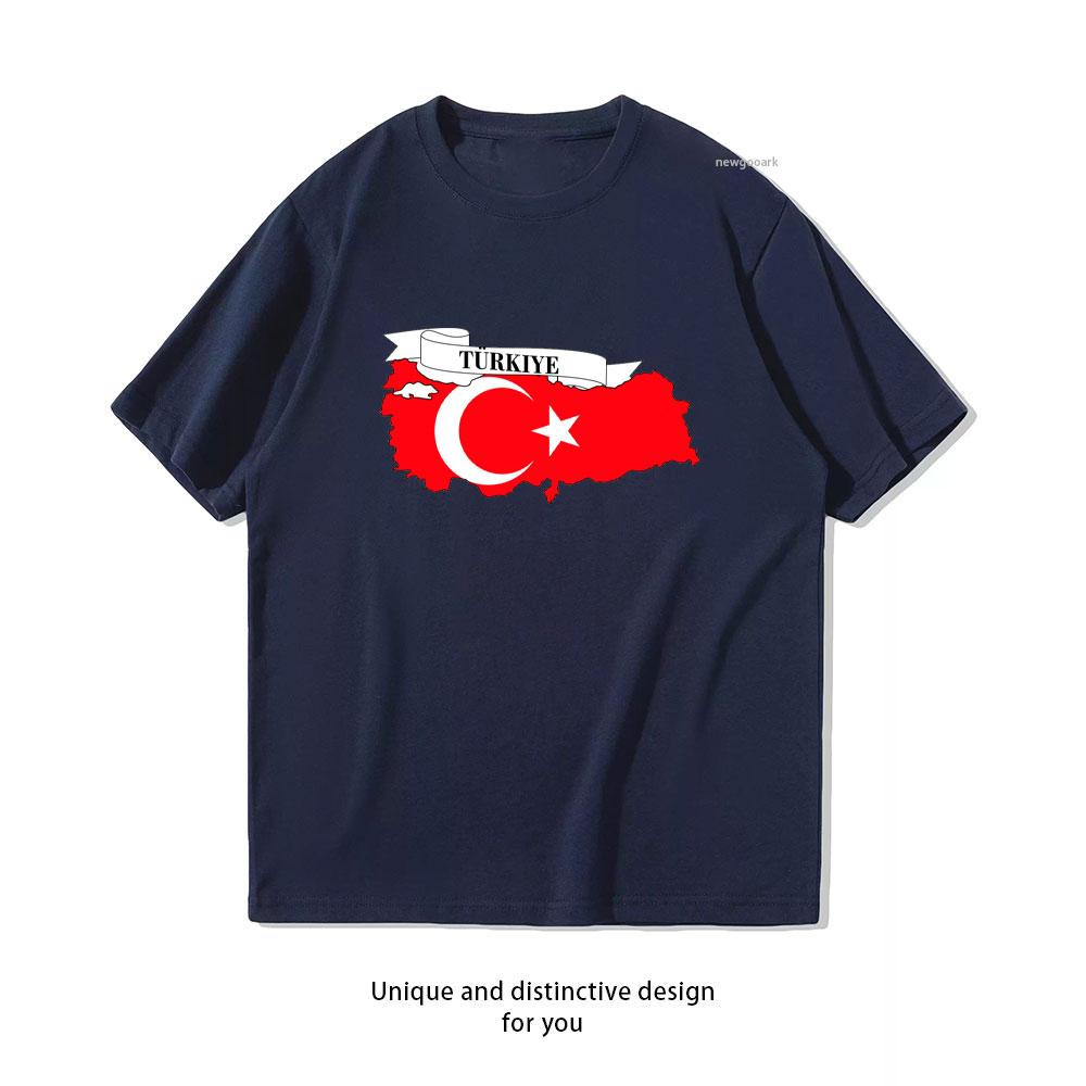 

Türkiye Flag Map Classic TShirt Women Unisex Casual Cotton Graphic T Shirts Creative Streetwear Classic Aesthetic Shortsleev S