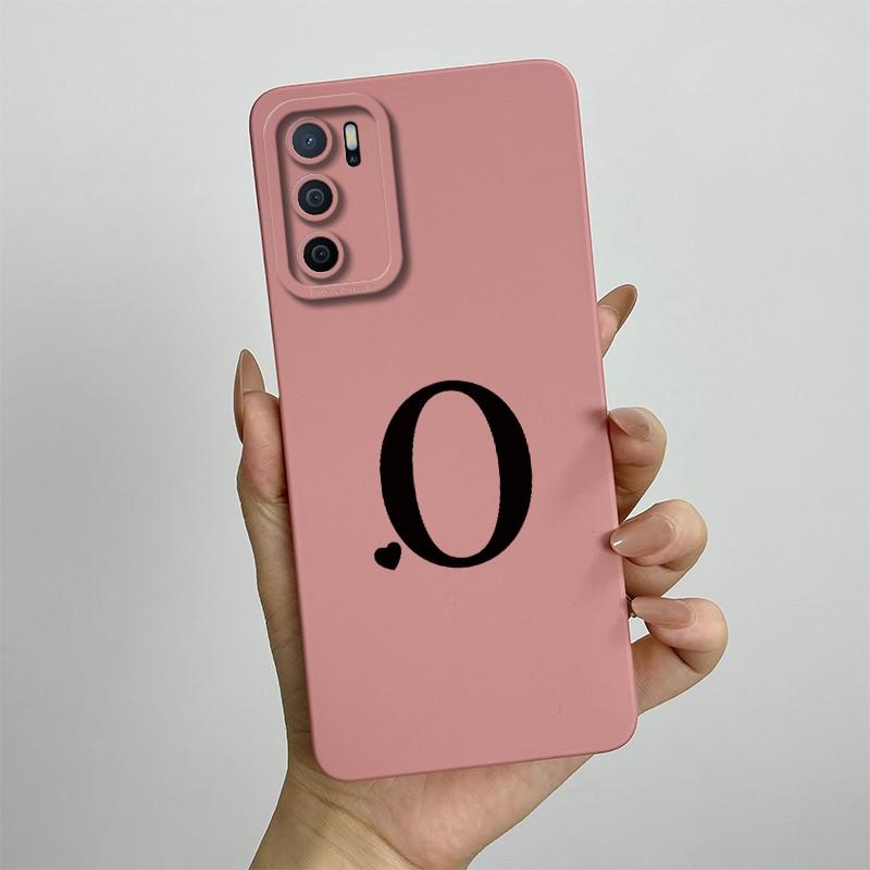 Phone Case For OPPO A54s Case oppo A16 A16S CPH2269 CPH2271 Cute Letters Square Liquid Silicone Soft Shockproof Back Cover Funda