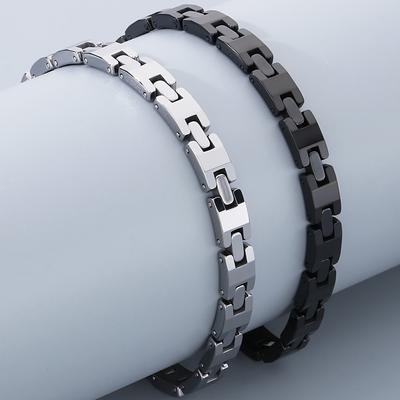 Never Scratched Tungsten Steel Men's Bracelets Black Silver Color 6MM Width H Style Link Chain Bracelet for Men Women Wholesale