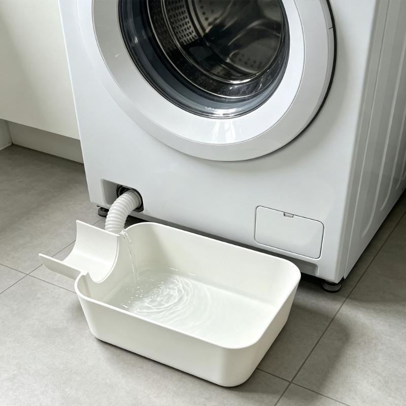 Washer Drain Tray Plastic Water Basin Water Catcher for Home Laundry Corners, Rinse-Clean Tray for Bathroom or Balcony Areas