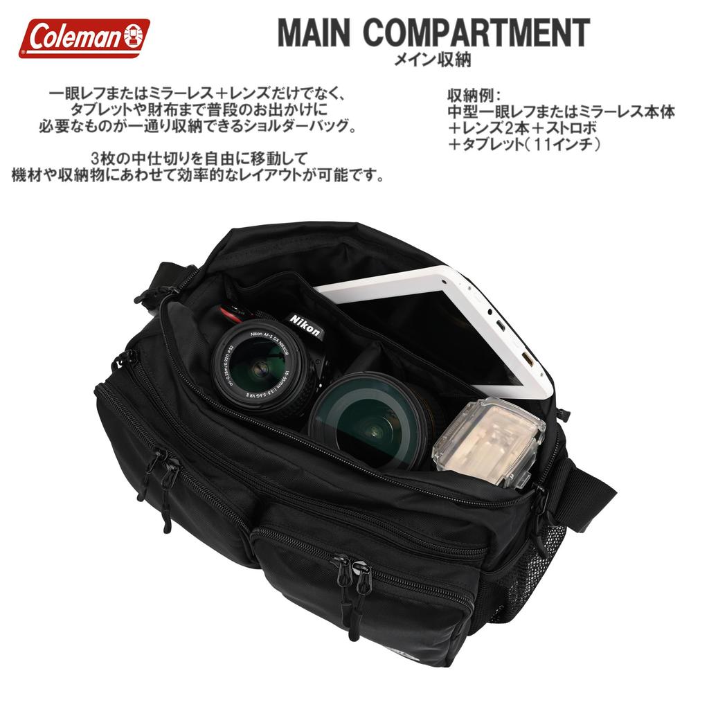 Etsumi Coleman Camera Coleman Shoulder Bag L 6L Lightweight Black & Bag, Men's & Women's VCO-8782