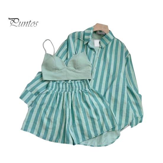 

Женская полосатая рубашка с принтом и шорты, комплект из двух предметов, свободный крой, повседневная рубашка, брюки, однотонный топ с длинными рукавами, короткие летние наряды для женщин L небесно-голубой