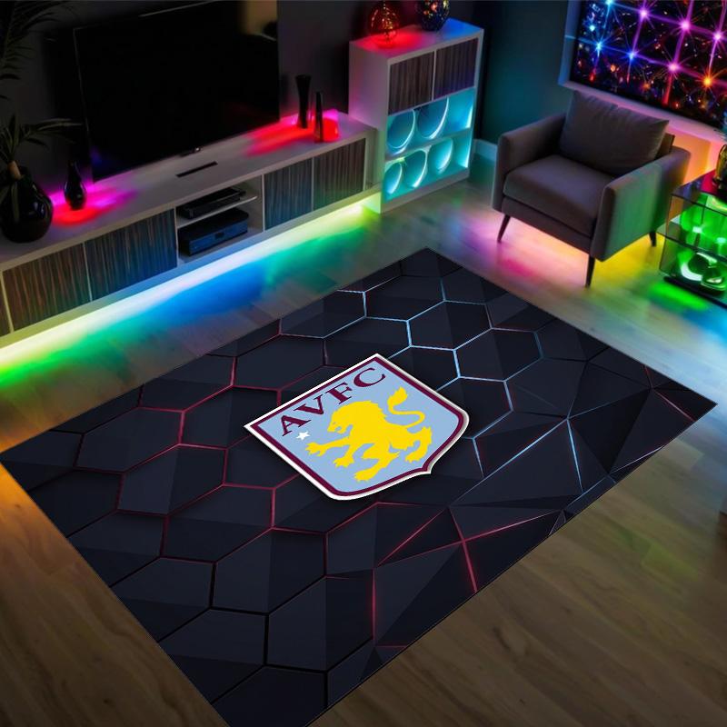 Aston Villa Football Design Crystal Velvet Carpet Cozy Non?Slip Printed Rug For Bedroom Living Room Entrance