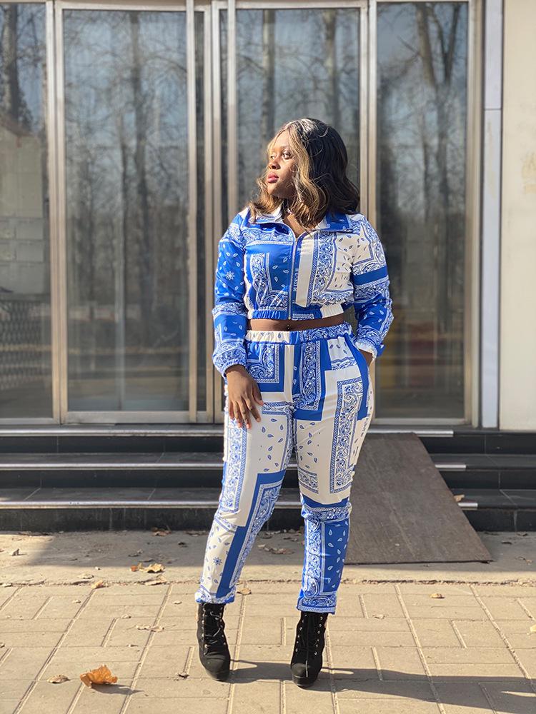 Women's Floral Print Pocket Loose Casual Two-Piece Suit