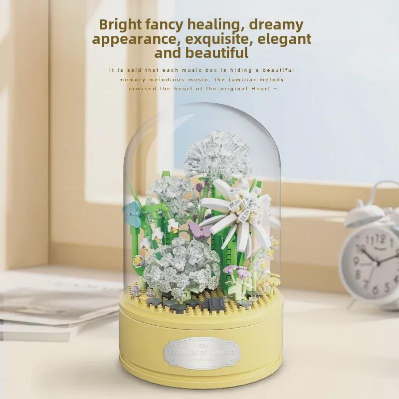 Eternal Rose Music Box Bouquet: Adult Assembled Valentine's Day Gift and Desktop Ornament