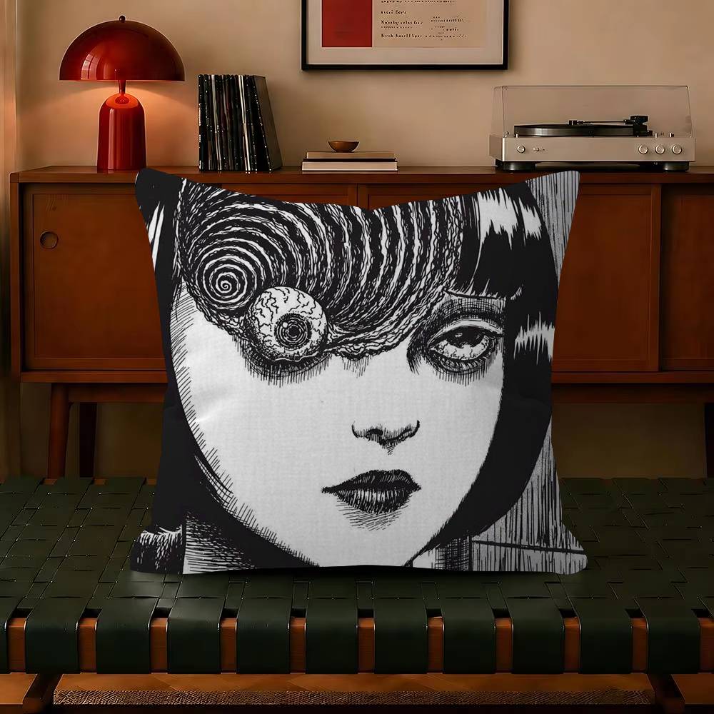Japan Classic Anime JJunji Ito Edit Cushion Cover Pillowcase Upholstery Sofa Throw Pillow Home Decor Pillowcas