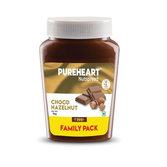 Pureheart Nut Spread Choco Hazelnut (1 kg) -Delicious, Smooth & Creamy Snack, Nutty Chocolate Hazelnut Spread for Breakfast 1KG