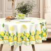 Round Table Cloth, Yellow Lemon Flower Waterproof And Oil-Proof Tablecloth, Restaurant Coffee Table Rectangular Tablecloth