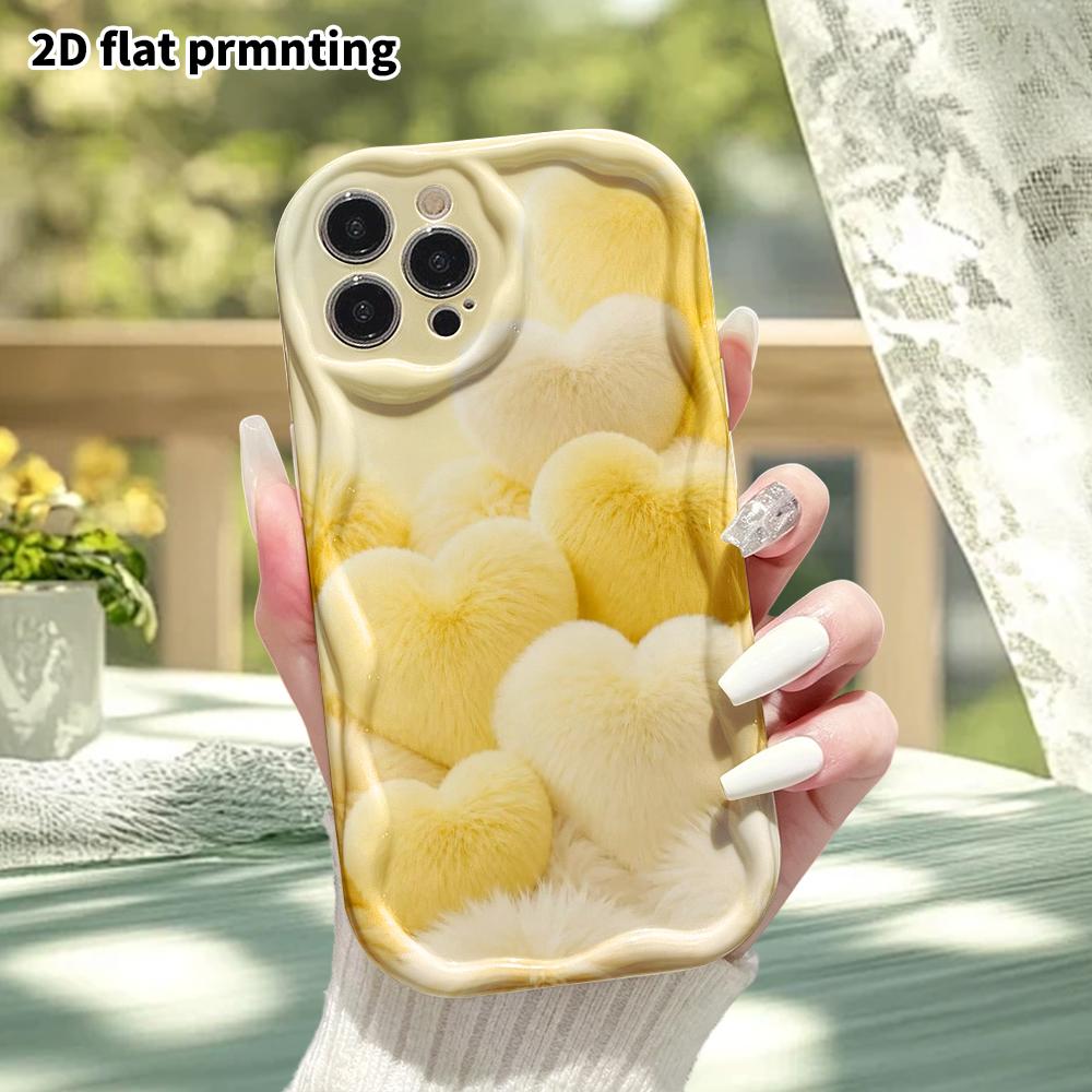 Phone case: 2D flat design suitable for iPhone 18 17 16 15 14 13 Pro protective case, yellow and white plush, perfect Christmas and Halloween holiday
