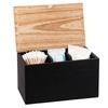 Wooden Tampon Holder with Lid 3-Grid Bathroom Tampon Storage Box Large Capacity Dust Proof Feminine Product Organizer