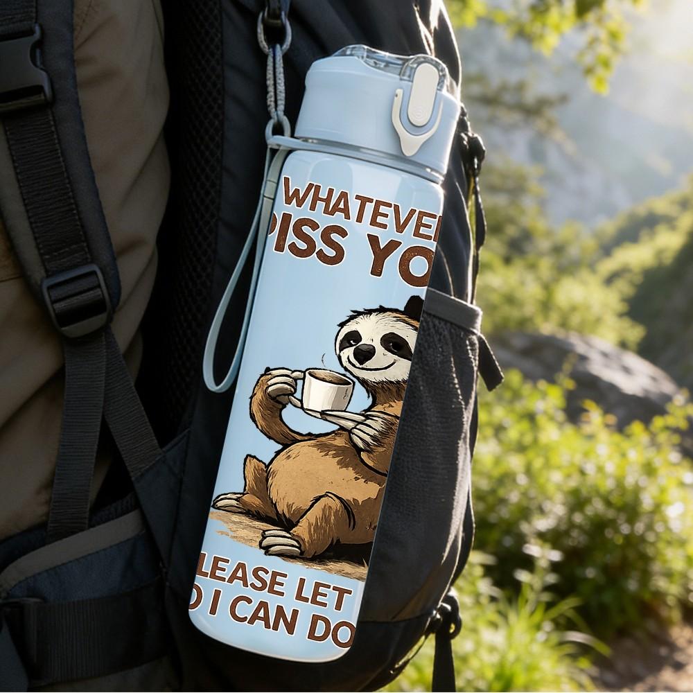 1PC Grumpy Bear Funny Sarcastic Quote 750ml Color Plastic Sports Water Bottle Leakproof Flip Straw Lid Suitable for Sports Office Home Use