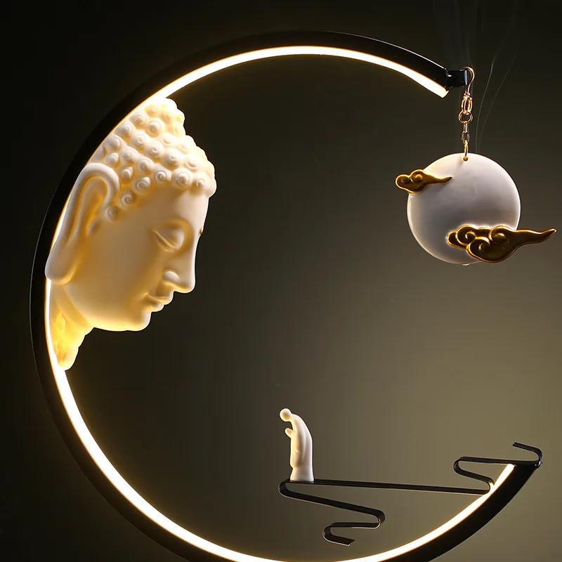 FY Big Size Fengshui Backflow Incense Burner with Irom Frame Zen Office Desktop Decorations for Home OUD Sandal Incense Holder