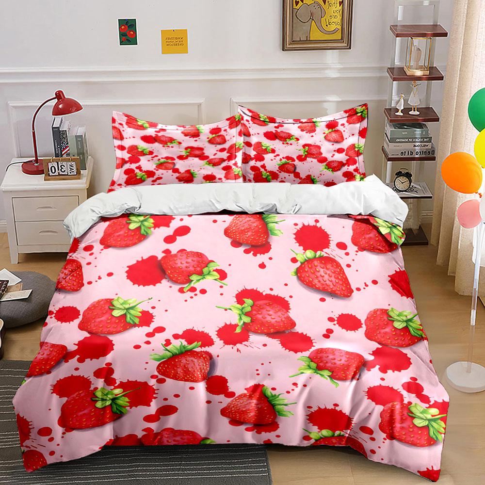 Strawberry Splash Bedding Set Bedding Duvet Cover Set Duvet Cover Pillowcases (1 * Duvet Cover 2 * Pillowcases, Without Duvet Insert)