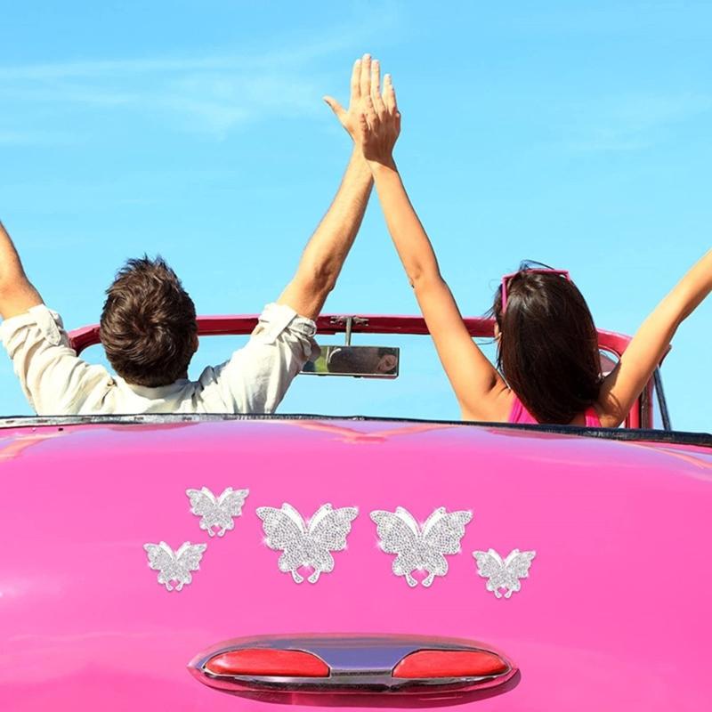 Schimmernde Strasssteine Schmetterling Autoaufkleber Funkelnde Kristall Aufkleber für Stoßstangen Fenster Laptop & DIY Auto Zubehör