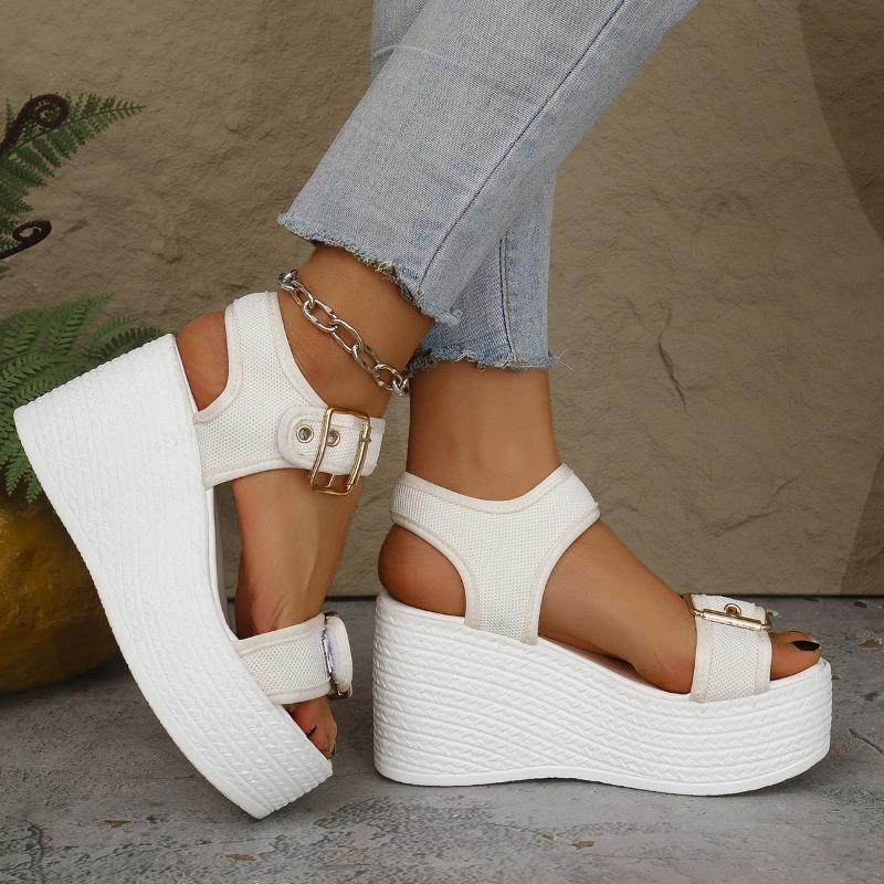 Women's Summer Wedge Heel Fashion Straw Peep Toe Casual Sandals Plus Size