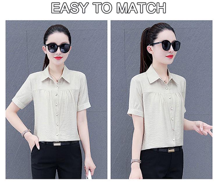 Stylish Women's Short-Sleeve Tummy-Concealing Summer Shirt - Casual Loose Fit