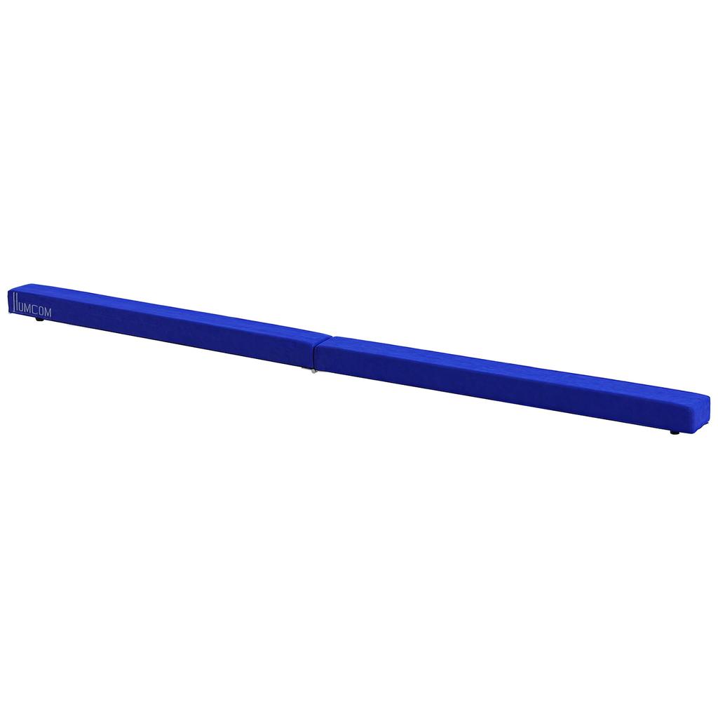 Foldable Balance Beam, Non-Slip, Suede Cover, Sturdy Wood, 210 x 10 x 6.5 cm, Blue
