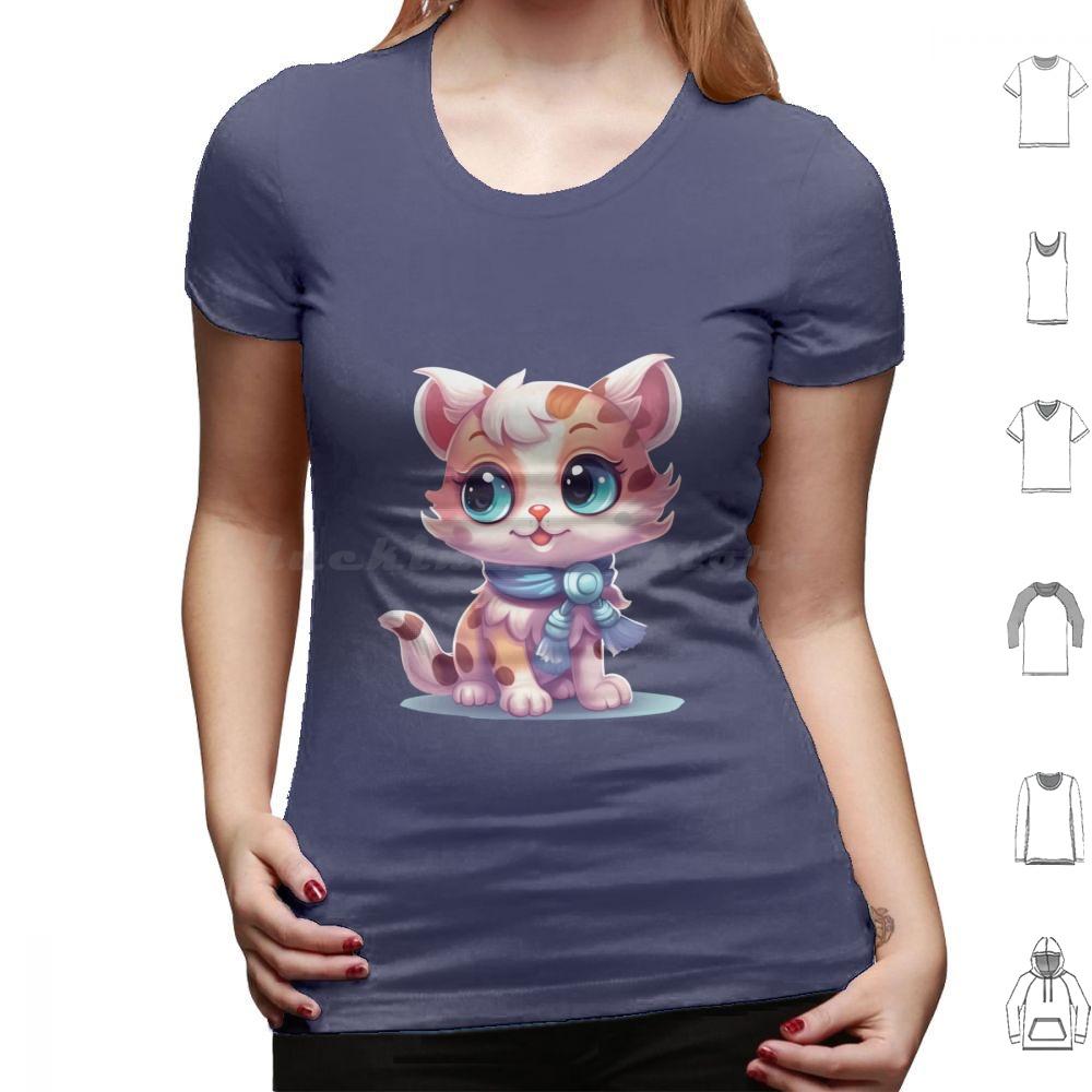 Kawaii Lovely Cat T Shirt Big Size 100 Cotton Cute Cat Illustration Cartoony Cat Design Meowing Cat Art Playful Cat Drawing