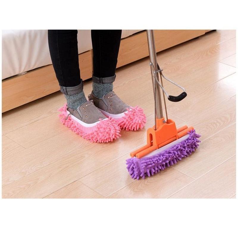 1Pair Multifunction Chenille Floor Dust Cleaning Slippers Shoes Lazy Mopping Shoes Home Micro Fiber Cleaning Shoes Dust Cleaner Shoes Cover