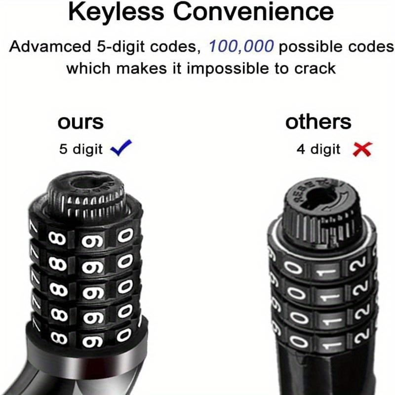 1pc Bike Lock, 4 Feet Bike Locks Cable, High Security 5 Digit Resettable Combination Coiling Bicycle Lock, Heavy Duty Anti Theft Cable Locks