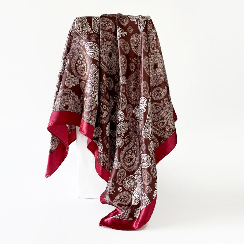 

Модный платок с принтом кешью, женский шелковый шарф 90 см, новый большой квадратный шарф, шаль, атласный шарф 90*90cm